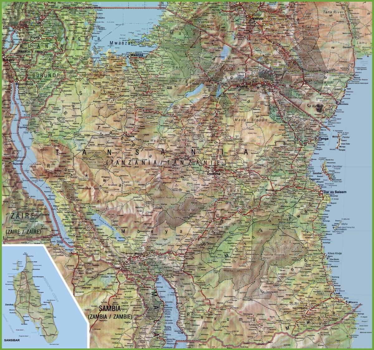 Mapa detallado tanzania