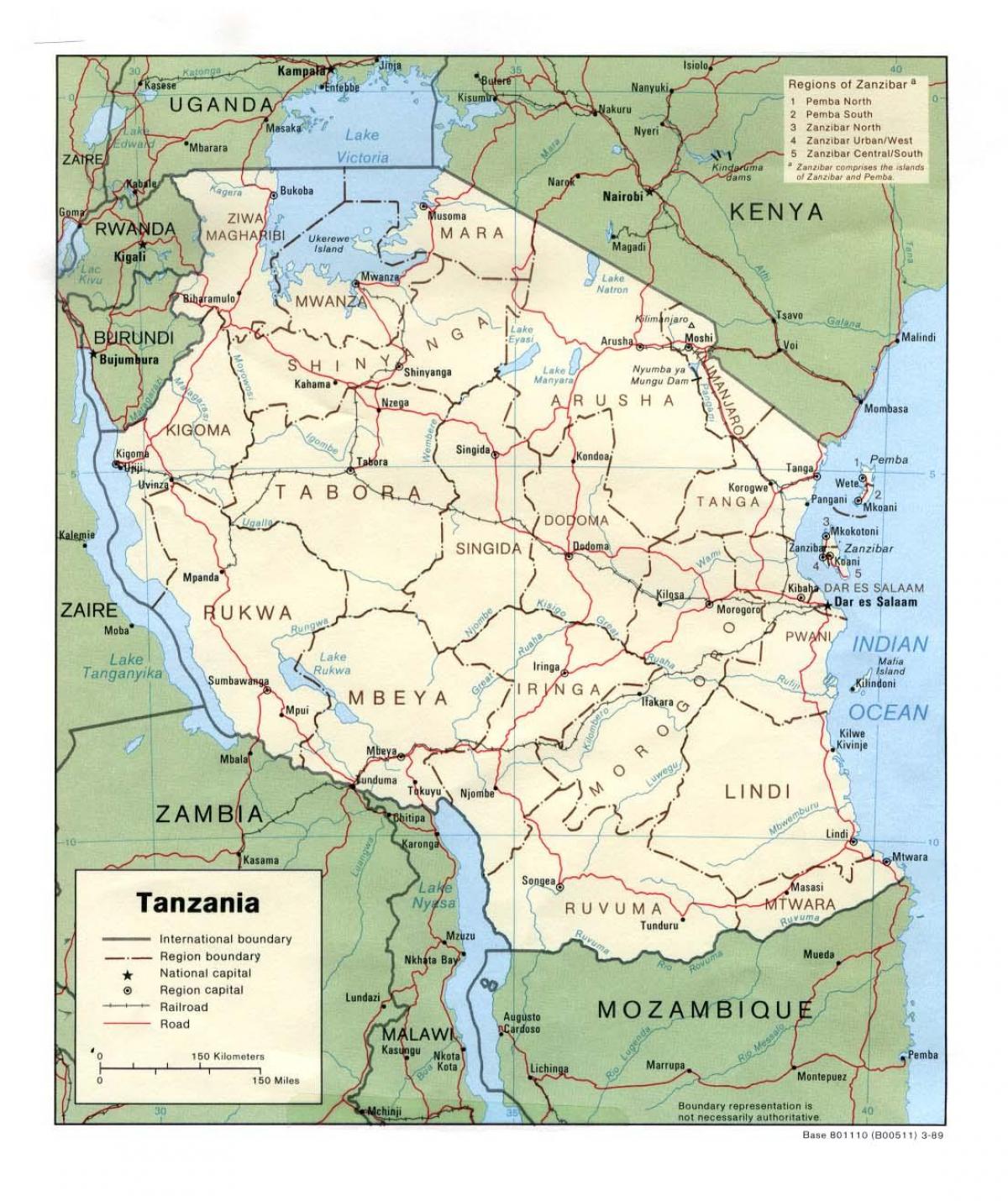 Mapa de sitios históricos en tanzania
