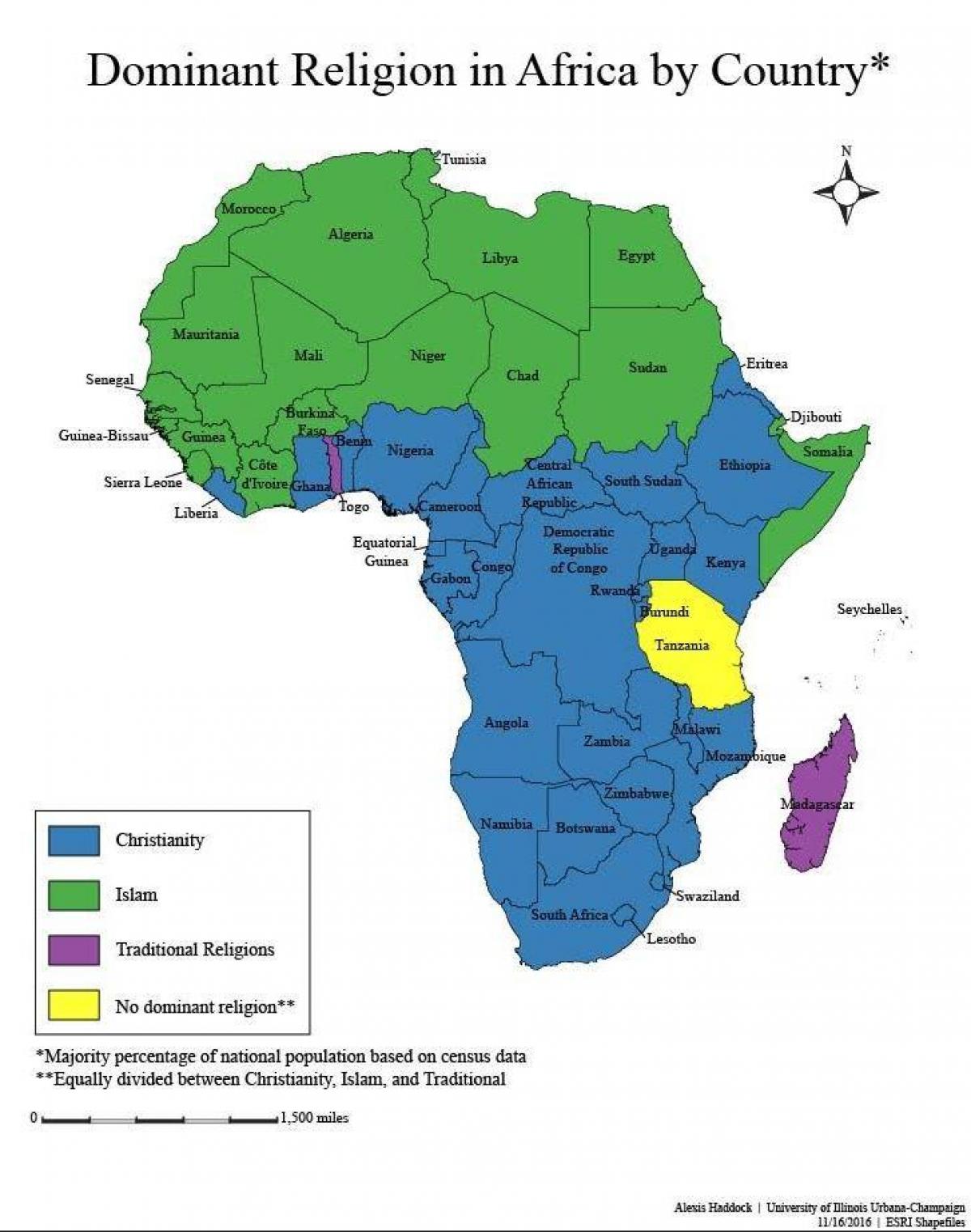Mapa de tanzania relixión