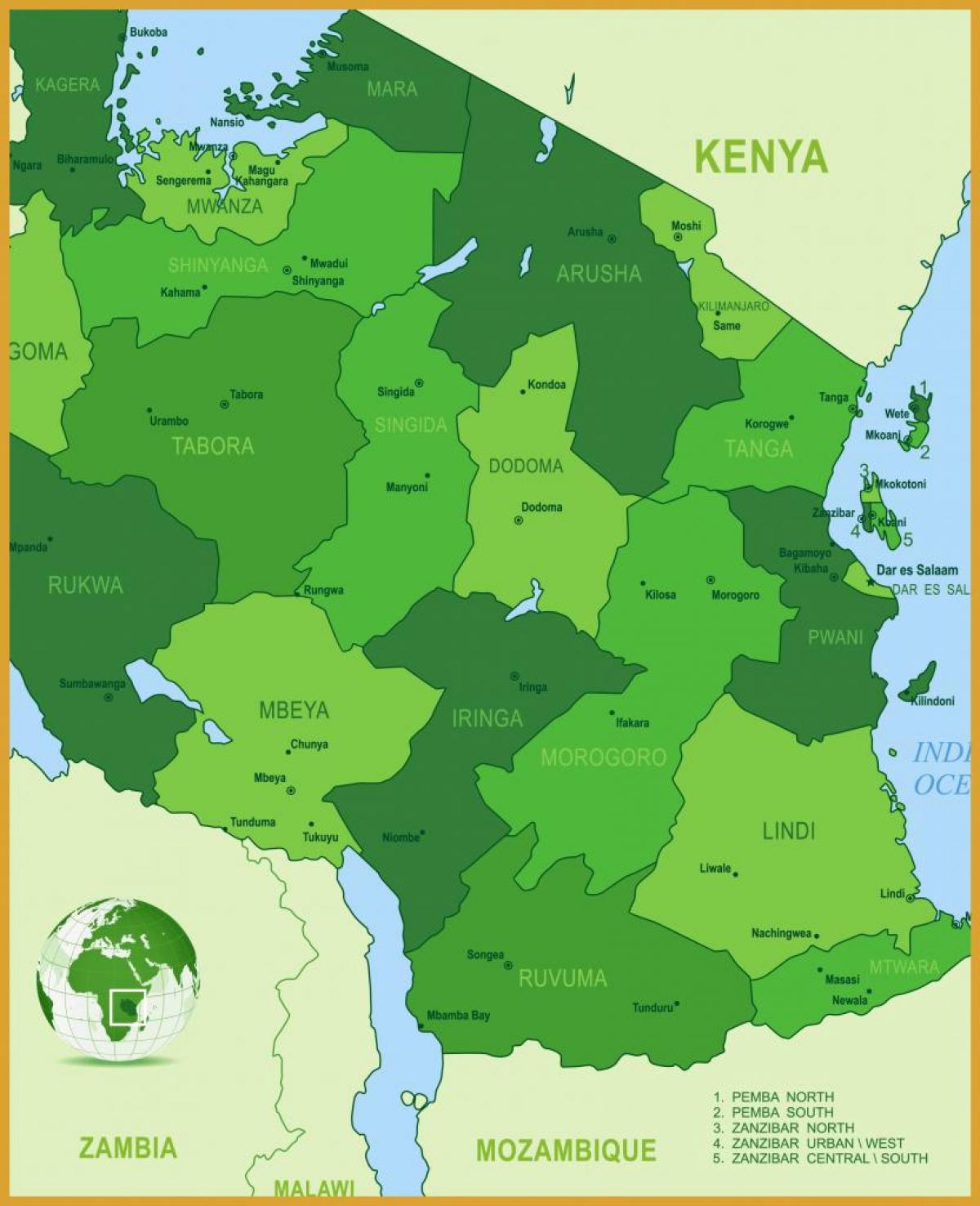 Mapa de tanzania vexetación