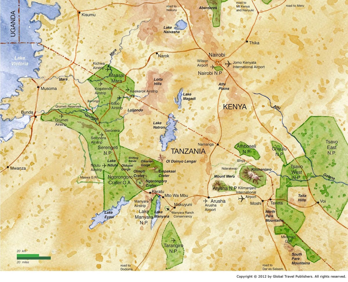 Mapa do norte de tanzania