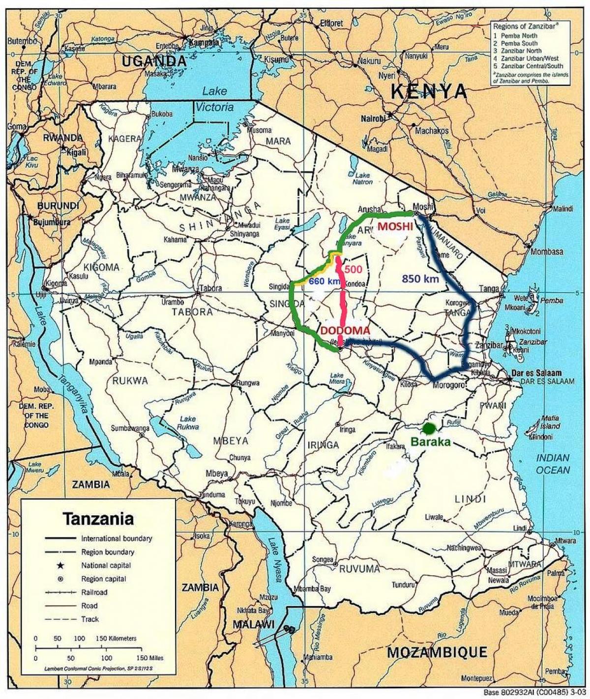 tanzania rede viaria mapa