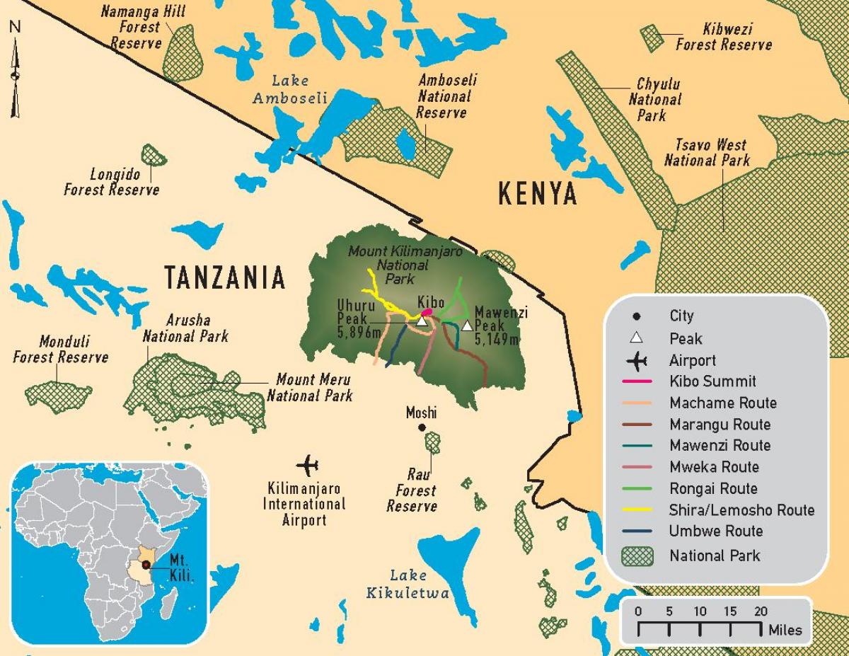 Mapa de tanzania kilimanjaro