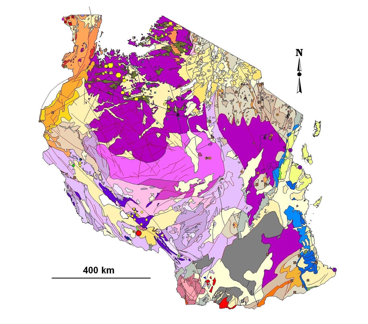 Mapa de tanzania xeolóxica