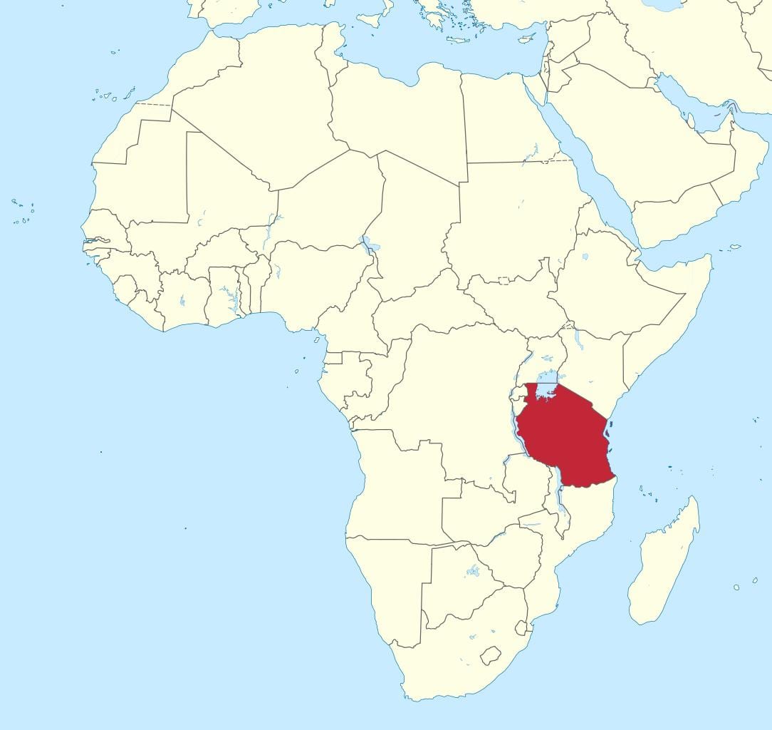 tanzania no mapa de áfrica