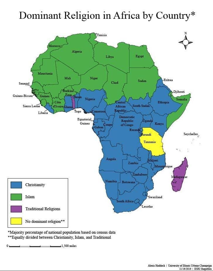 Mapa de tanzania relixión