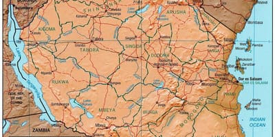 Mapa de tanzania mostrando lugares históricos