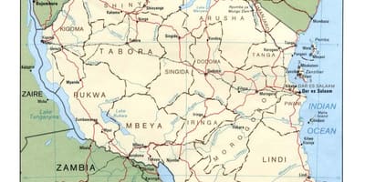 Mapa de sitios históricos en tanzania