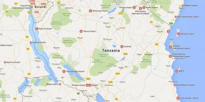 Mapa de tanzania aeroportos 