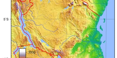 Tanzania mapa topográfico
