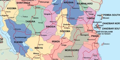 Mapa de tanzania política