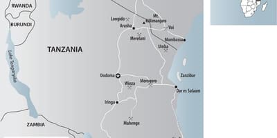 Mapa de tanzania minas de ouro