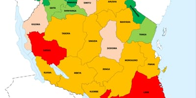 Tanzania densidade de poboación mapa
