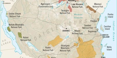 Mapa de tanzania xogo reservas